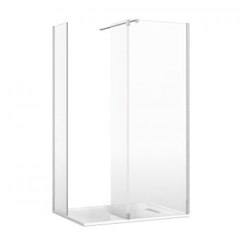 Crosswater Gallery 8 Corner Shower Enclosure with Fixed Deflector and Wall Support in Brushed Stainless Steel