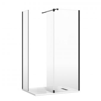 Crosswater Gallery 8 Corner Shower Enclosure with Fixed Deflector and Wall Support in Matt Black