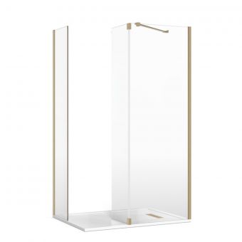 Crosswater Gallery 8 Corner Shower Enclosure with Fixed Deflector and Angled Support in Brushed Brass