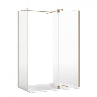 Crosswater Gallery 8 Corner Shower Enclosure with Hinged Deflector and T-Support in Brushed Brass