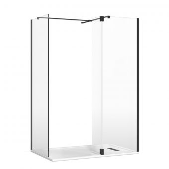 Crosswater Gallery 8 Corner Shower Enclosure with Hinged Deflector and T-Support in Matt Black