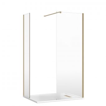 Crosswater Gallery 8 Corner Shower Enclosure with End Panel and Wall Support in Brushed Brass
