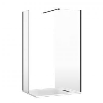 Crosswater Gallery 8 Corner Shower Enclosure with End Panel and Wall Support in Matt Black