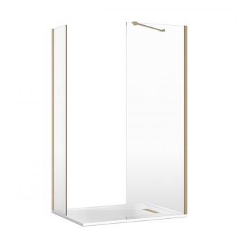Crosswater Gallery 8 Corner Shower Enclosure with End Panel and Angled Support in Brushed Brass