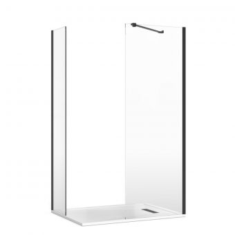 Crosswater Gallery 8 Corner Shower Enclosure with End Panel and Angled Support in Matt Black