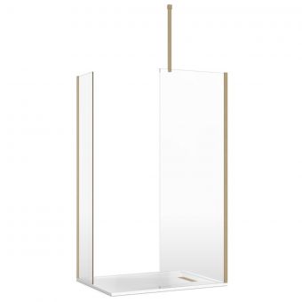 Crosswater Gallery 8 Corner Shower Enclosure with End Panel and Ceiling Support in Brushed Brass