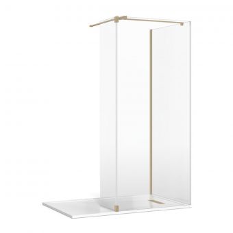 Crosswater Gallery 8 Glass Corner Shower Enclosure with Fixed Deflector and T-Support in Brushed Brass