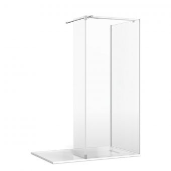 Crosswater Gallery 8 Glass Corner Shower Enclosure with Fixed Deflector and T-Support in Brushed Stainless Steel