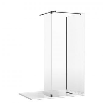 Crosswater Gallery 8 Glass Corner Shower Enclosure with Fixed Deflector and T-Support in Matt Black