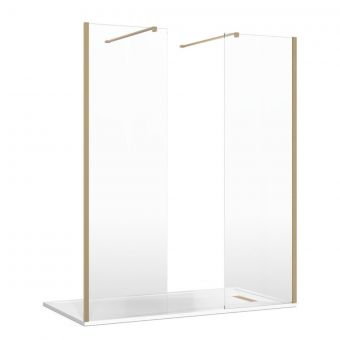 Crosswater Gallery 8 Recess Double Panel Shower Enclosure with Wall Support in Brushed Brass