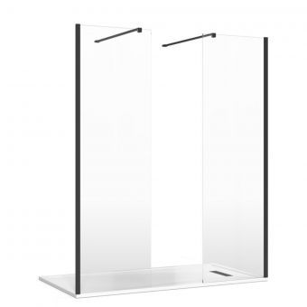 Crosswater Gallery 8 Recess Double Panel Shower Enclosure with Wall Support in Matt Black