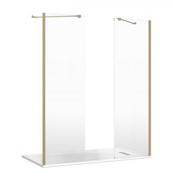 Crosswater Gallery 8 Recess Double Panel Shower Enclosure with Angled Support in Brushed Brass