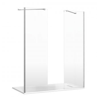 Crosswater Gallery 8 Recess Double Panel Shower Enclosure with Angled Support in Brushed Stainless Steel