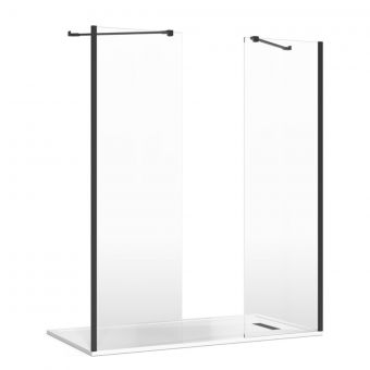 Crosswater Gallery 8 Recess Double Panel Shower Enclosure with Angled Support in Matt Black