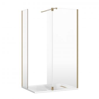 Crosswater Gallery 8 Corner Shower Enclosure with Hinged Deflector and Wall Support in Brushed Brass