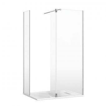Crosswater Gallery 8 Corner Shower Enclosure with Hinged Deflector and Wall Support in Brushed Stainless Steel