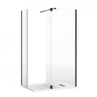 Crosswater Gallery 8 Corner Shower Enclosure with Hinged Deflector and Wall Support in Matt Black