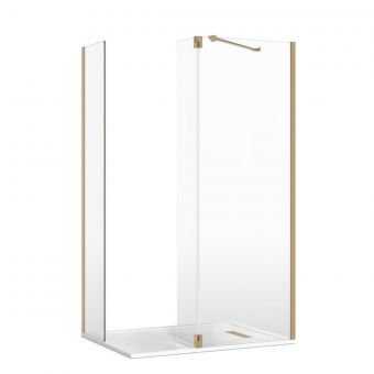 Crosswater Gallery 8 Corner Shower Enclosure with Hinged Deflector and Angled Support in Brushed Brass