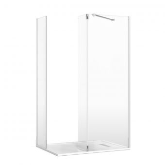 Crosswater Gallery 8 Corner Shower Enclosure with Hinged Deflector and Angled Support in Polished Stainless Steel