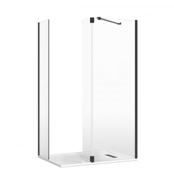 Crosswater Gallery 8 Corner Shower Enclosure with Hinged Deflector and Angled Support in Matt Black