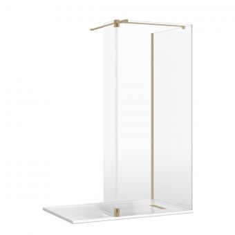 Crosswater Gallery 8 Glass Corner Shower Enclosure with Hinged Deflector and T-Support in Brushed Brass
