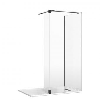 Crosswater Gallery 8 Glass Corner Shower Enclosure with Hinged Deflector and T-Support in Matt Black