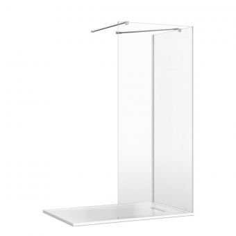 Crosswater Gallery 8 Glass Corner Shower Enclosure with Wall and Angled Support in Brushed Stainless Steel