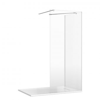 Crosswater Gallery 8 Glass Corner Shower Enclosure with Wall and Angled Support in Polished Stainless Steel