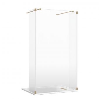 Crosswater Gallery 8 Walk Through Shower Enclosure with Fixed Deflectors in Brushed Brass