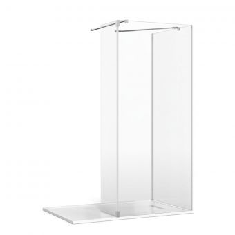 Crosswater Gallery 8 Glass Corner Shower Enclosure with Fixed Deflector and Wall/Angled Support in Brushed Stainless Steel