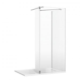 Crosswater Gallery 8 Glass Corner Shower Enclosure with Hinged Deflector and Wall/Angled Support in Brushed Stainless Steel