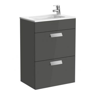 Roca Debba Compact 2 Drawer Vanity Unit with Basin - 500mm Grey Anthracite