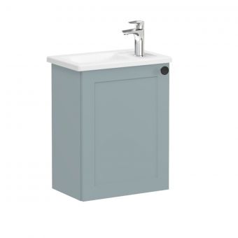 VitrA Root Classic Compact Washbasin Unit with Left-Hand Hinges in Matt Fjord Green (45cm)