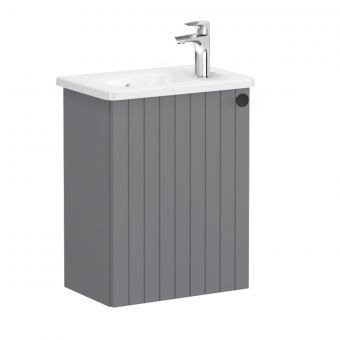 VitrA Root Groove Compact Washbasin Unit with Left-Hand Hinges in Matt Grey (45cm)