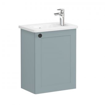 VitrA Root Classic Compact Washbasin Unit With Right-Hand Hinges in Matt Fjord Green (45cm)