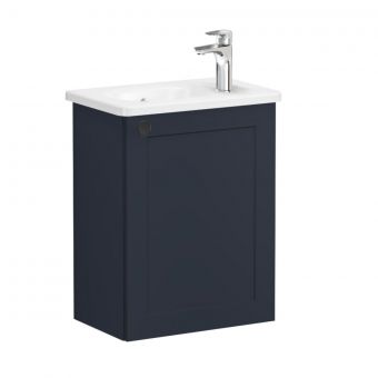 VitrA Root Classic Compact Washbasin Unit With Right-Hand Hinges in Matt Dark Blue (45cm)