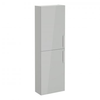VitrA Root Flat Compact Tall Unit with Left-Hand Door Hinge in High Gloss Pearl Grey (50cm)