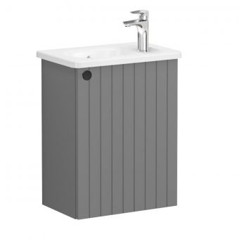 VitrA Root Groove Compact Washbasin Unit with Right-Hand Hinges in Matt Grey (45cm)