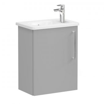 VitrA Root Flat Compact Washbasin Unit with Left-Hand Hinges in Matt Rock Grey (45cm)