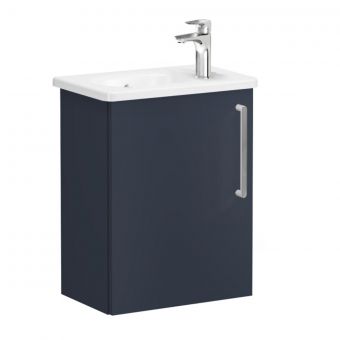 VitrA Root Flat Compact Washbasin Unit with Left-Hand Hinges in Matt Dark Blue (45cm)