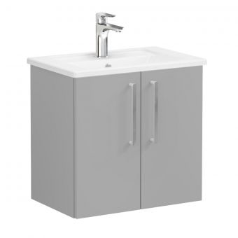 VitrA Root Flat Compact Washbasin Unit with Doors in Matt Rock Grey (60cm)