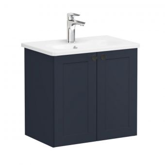 VitrA Root Classic Compact Washbasin Unit with Doors in Matt Dark Blue (60cm)