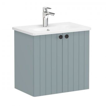 VitrA Root Groove Compact Washbasin Unit with Doors in Matt Fjord Green (60cm)