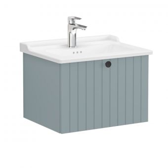 VitrA Root Groove Washbasin Unit with Drawer in Matt Fjord Green (60cm)