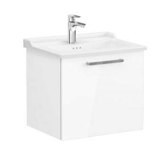 VitrA Root Flat Washbasin Unit with Drawer in High Gloss White (60cm)