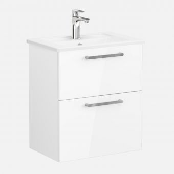 VitrA Root Flat Compact Washbasin Unit with 2 Drawers in High Gloss White (60cm)