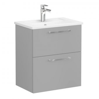 VitrA Root Flat Compact Washbasin Unit with 2 Drawers in Matt Rock Grey (60cm)