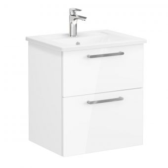 VitrA Root Flat Washbasin Unit With 2 Drawers in High Gloss White (60cm)