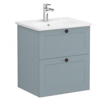 VitrA Root Classic Washbasin Unit with 2 Drawers in Matt Fjord Green (60cm)