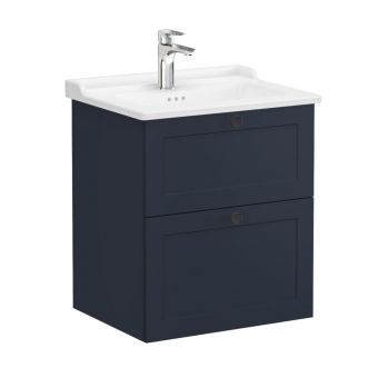 VitrA Root Classic Washbasin Unit with 2 Drawers in Matt Dark Blue (60cm)